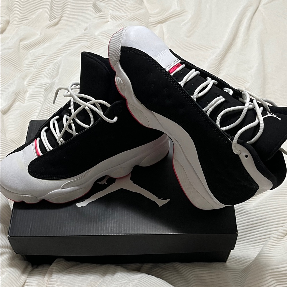 Jordan Black White Sneakers with Pink Trim